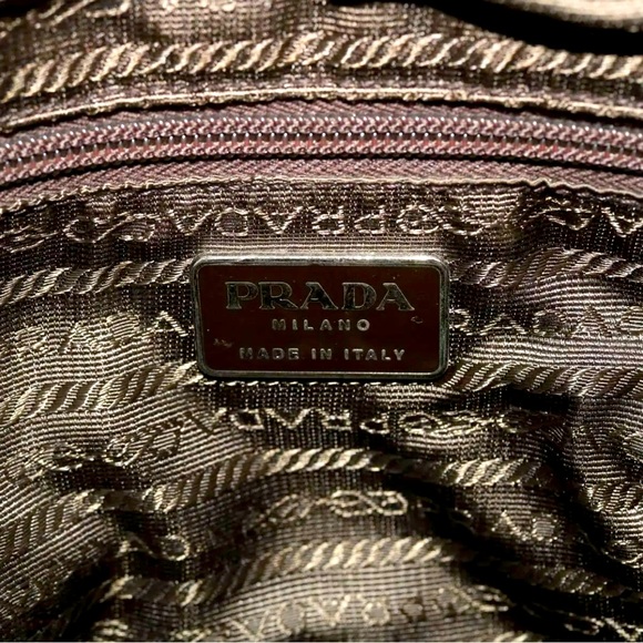 PRADA Tote Bag Wool Leather Brown Auth made in Italy ๐ฎ๐น๐น - Picture 11 of 11